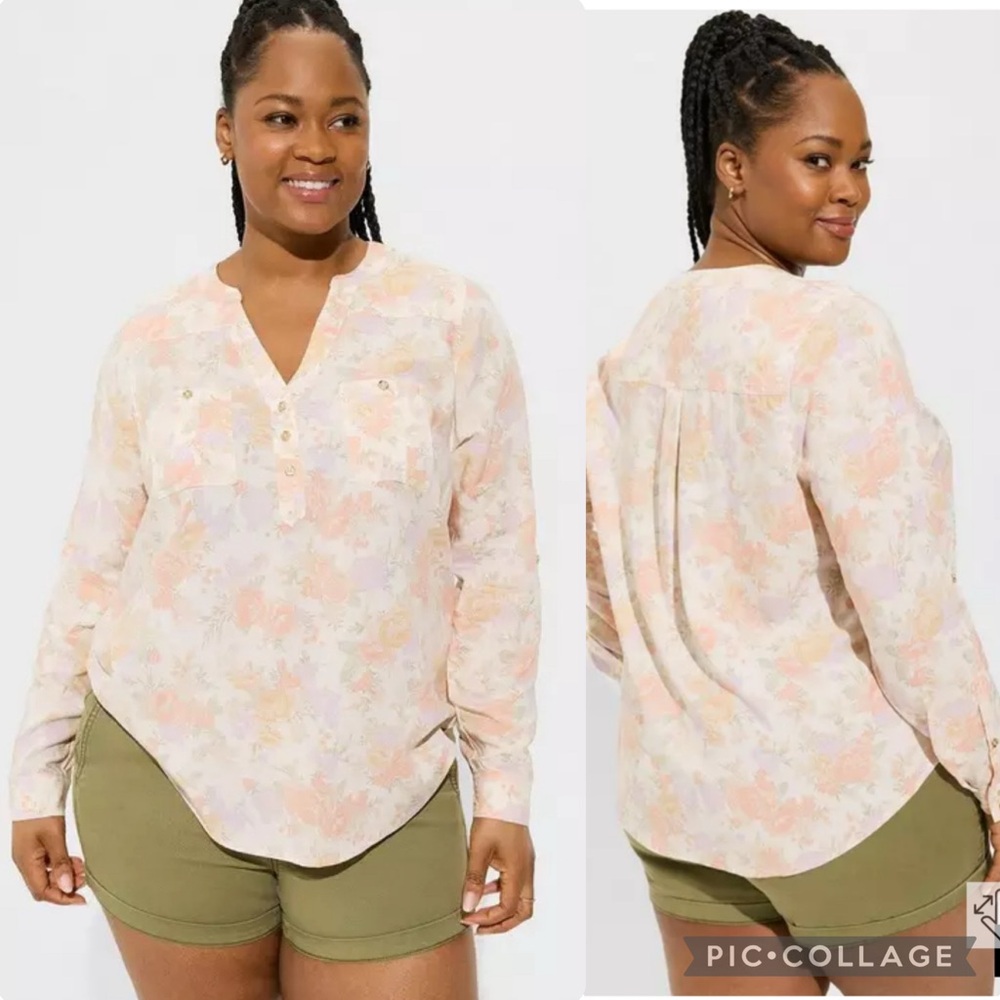Torrid•Harper challis long sleeve blouse